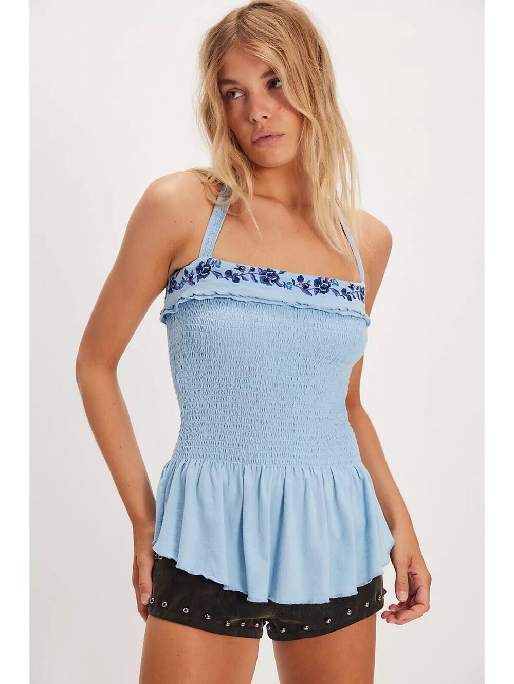 FREE PEOPLE NWT Alee Embroidered Halter Top